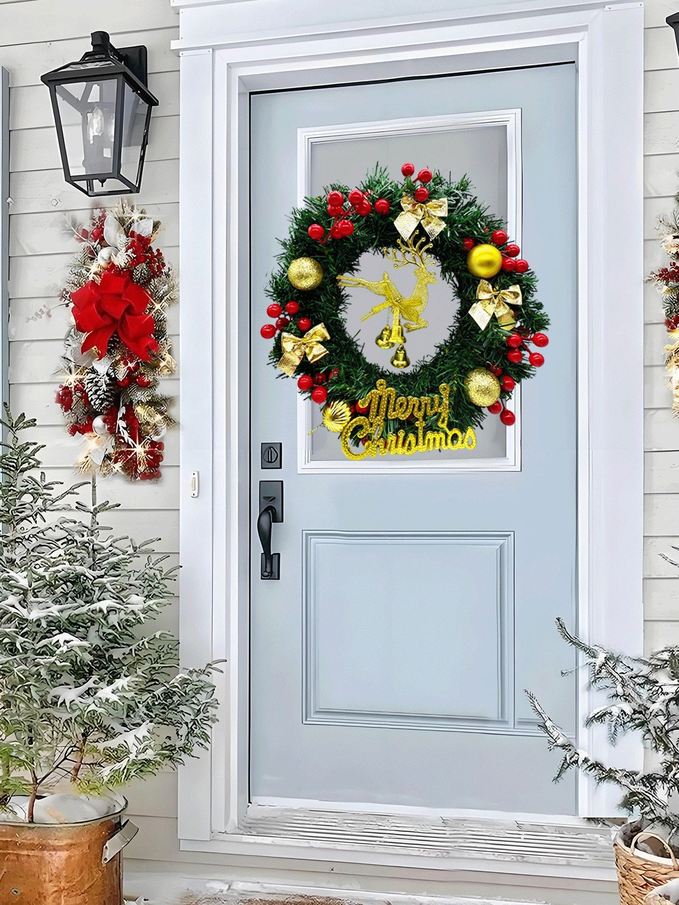 1pc 30cm Christmas Wreath,Handcrafted Christmas-Wreaths for Door,Christmas Wreaths Holiday Accents,Indoor & Outdoor Christmas Decorations Gifts,Winter Holiday Christmas Party Decoration - kuomie