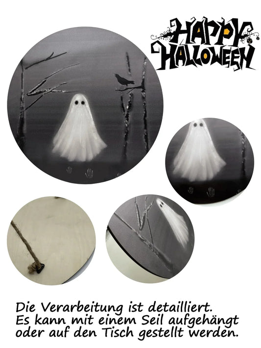 Halloween Decorations Wooden Hanging Sign, Pumpkin Ghost Door Hanger Sign,Funny skull pumpkin decoration,Horror ghost decoration For Outdoor Home Farmhouse Wall Window Yard,Party Supplies Thanksgiving Halloween Fall Decor Halloween Decor Room Decor - kuomie