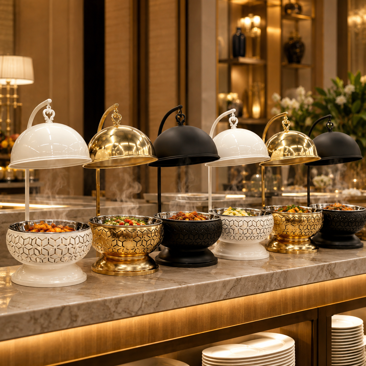 Luxury 8L Stainless Steel Chafing Dish with Hanging Lid for Hotel Buffet, Restaurant Catering & Wedding Banquets Perfect For Luxury Hotel Buffets Wedding Banquets