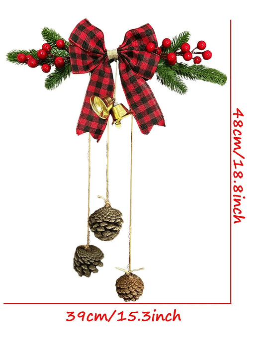 1pc christmas door decoration,Christmas decorations ,Hanging With Pines Red Berries And Pure natural pine cones - kuomie