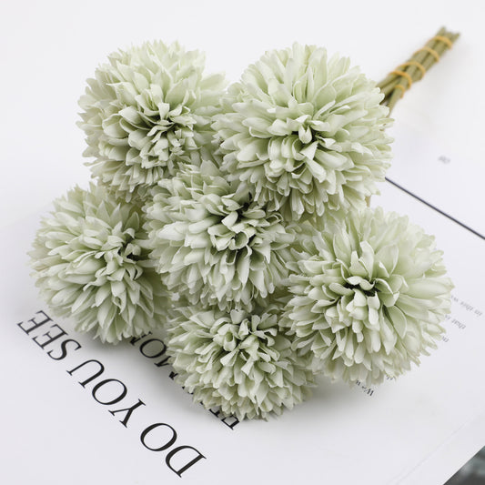 6/12pcs Artificial Chrysanthemum Ball Flowers Dandelion Hydrangea Arrangement Bouquet Present For Friends Bridal Wedding Bouquet Decor For Home Office Coffee House Party Wedding Decoration - kuomie
