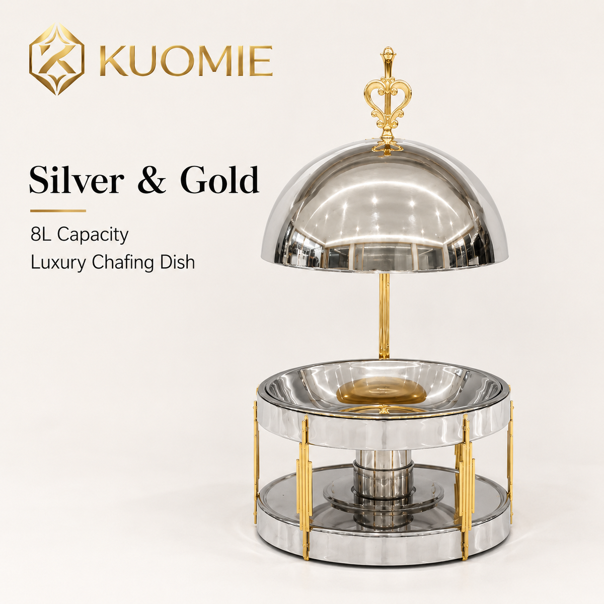 Luxury 8L Chafing Dish with Hanging Lid for Wedding Buffet and Hotel Catering