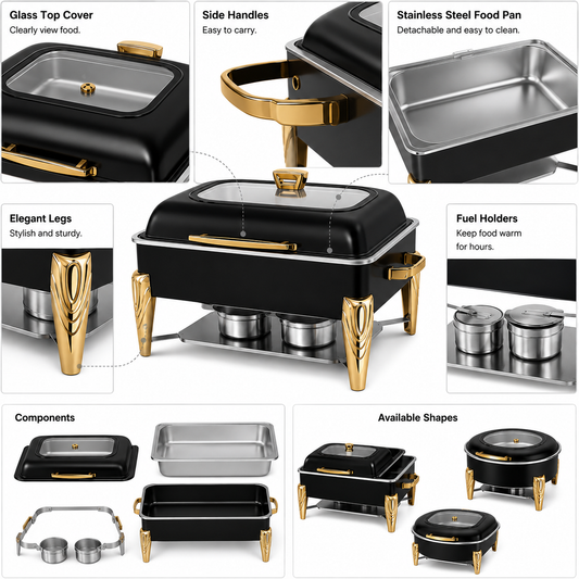 Premium Roll Top Chafing Dish Set – Commercial Buffet Food Warmer for Hotels, Catering & Wedding Banquets