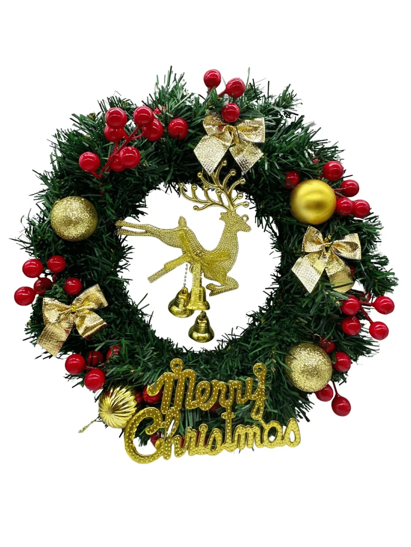 1pc 30cm Christmas Wreath,Handcrafted Christmas-Wreaths for Door,Christmas Wreaths Holiday Accents,Indoor & Outdoor Christmas Decorations Gifts,Winter Holiday Christmas Party Decoration - kuomie