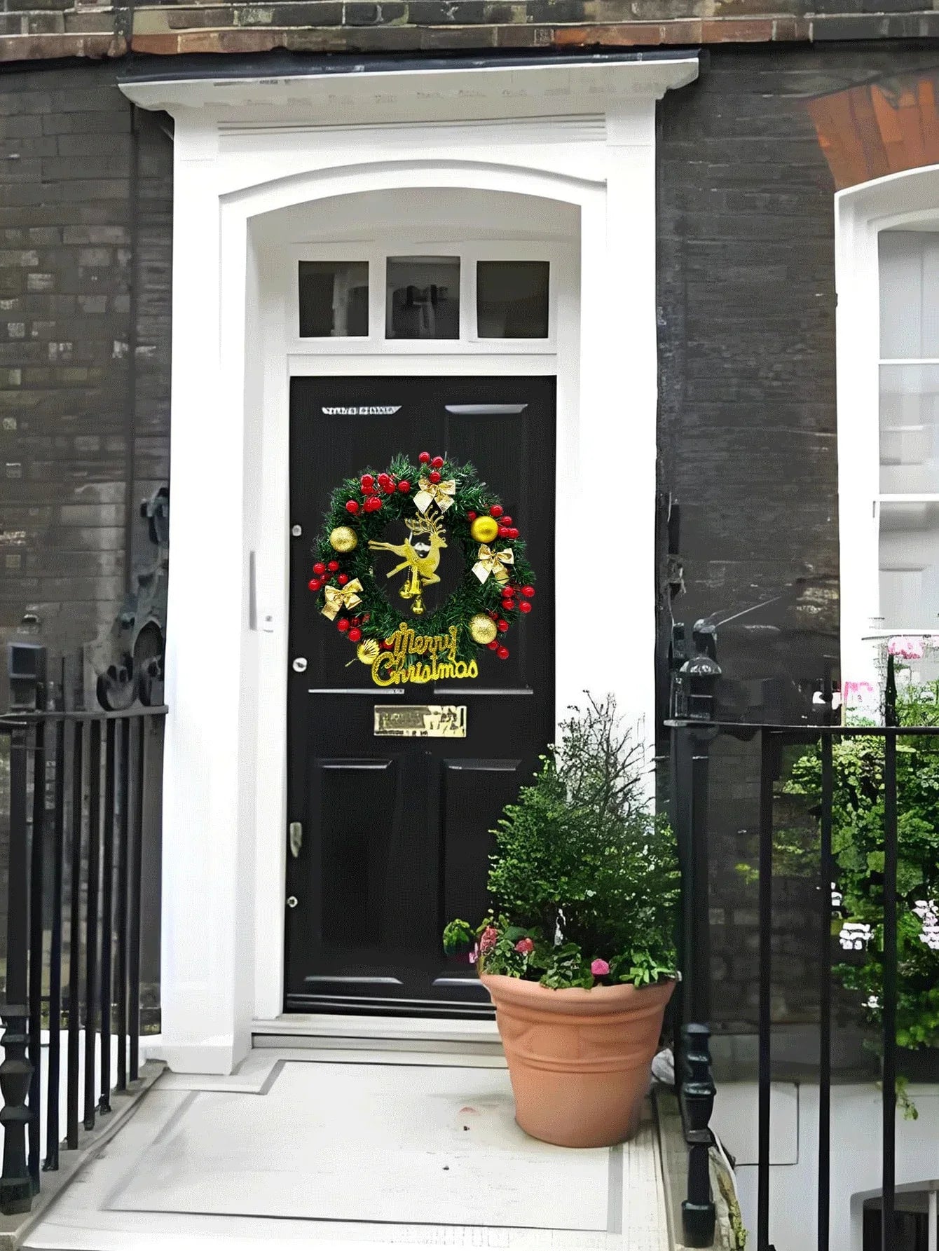 1pc 30cm Christmas Wreath,Handcrafted Christmas-Wreaths for Door,Christmas Wreaths Holiday Accents,Indoor & Outdoor Christmas Decorations Gifts,Winter Holiday Christmas Party Decoration - kuomie