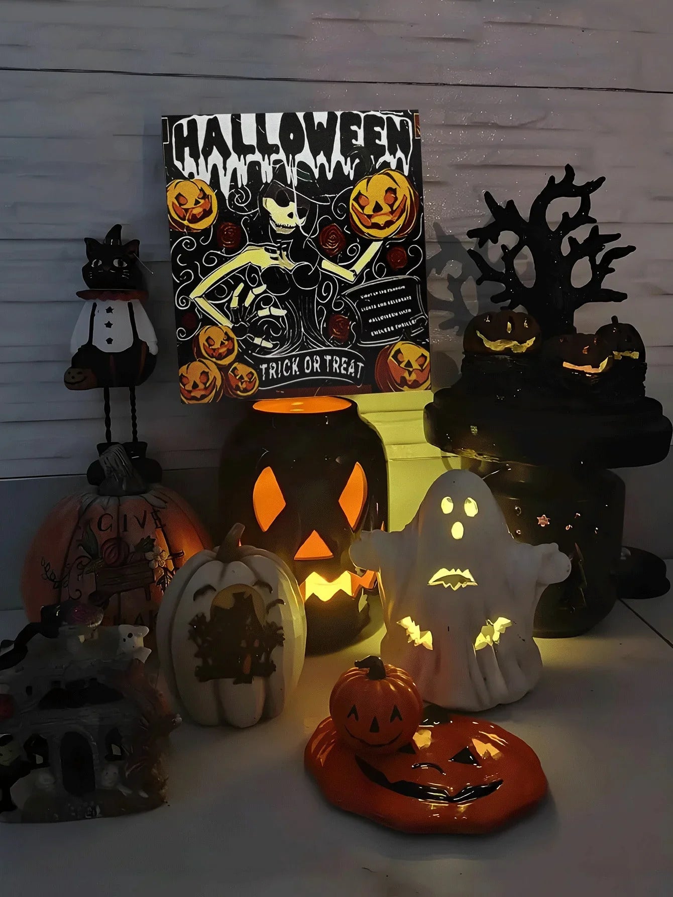 Halloween Decorations Wooden Hanging Sign, Pumpkin Ghost Door Hanger Sign,Funny skull pumpkin decoration,Horror ghost decoration For Outdoor Home Farmhouse Wall Window Yard,Party Supplies Thanksgiving Halloween Fall Decor Halloween Decor Room Decor - kuomie