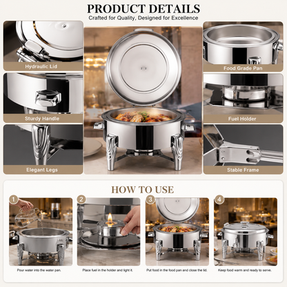 Stainless Steel Chafing Dish Buffet Food Warmer | 6L & 9L for Weddings, Catering & Parties