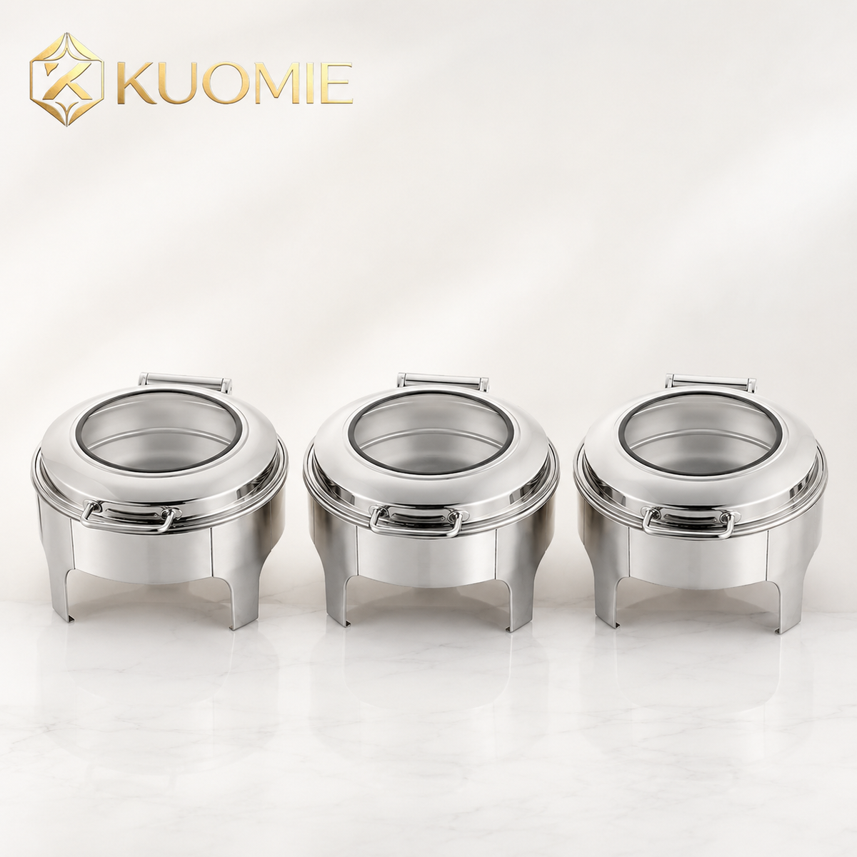 6L Round Chafing Dish with Glass Lid | KUOMIE