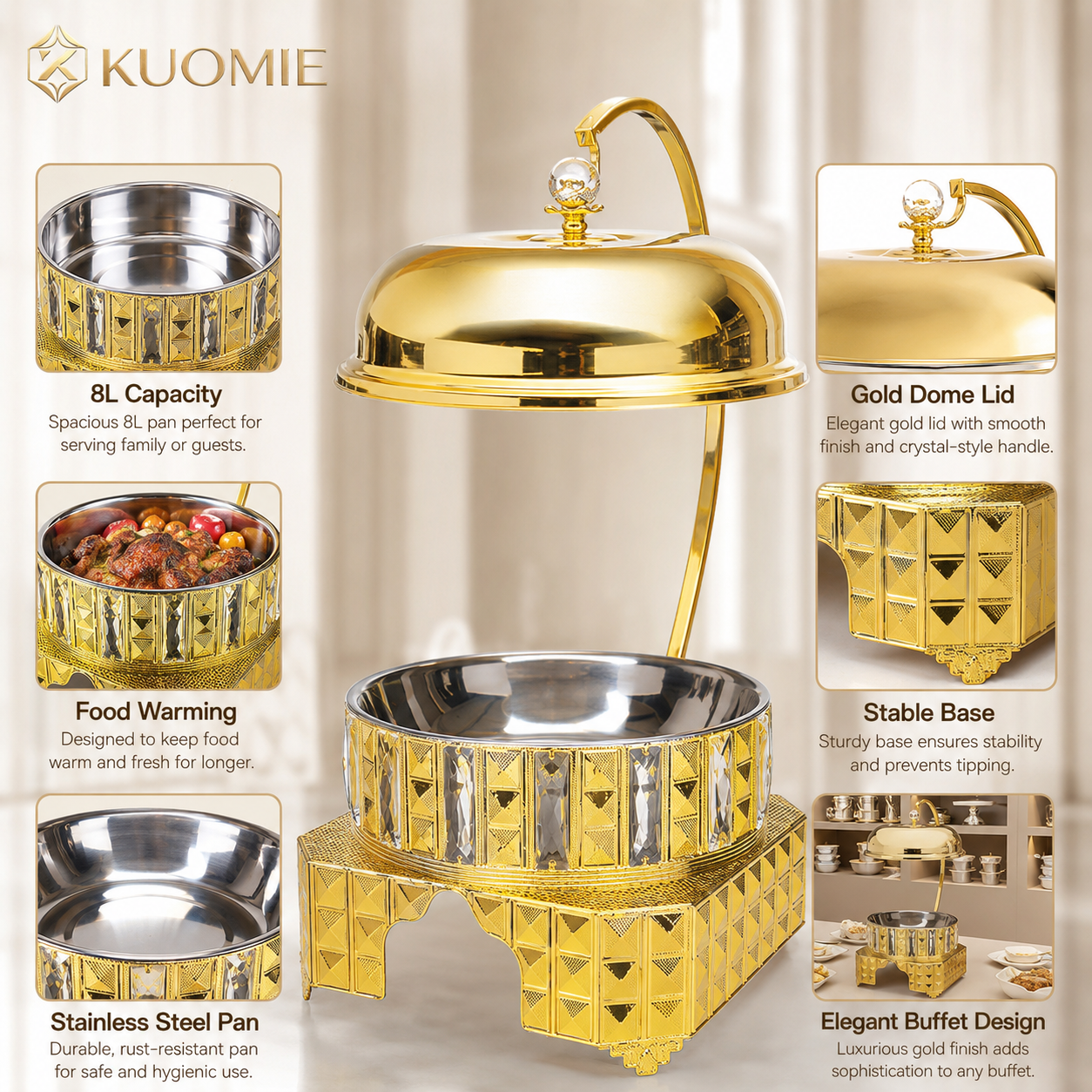 KUOMIE Luxury Gold Chafing Dish Set