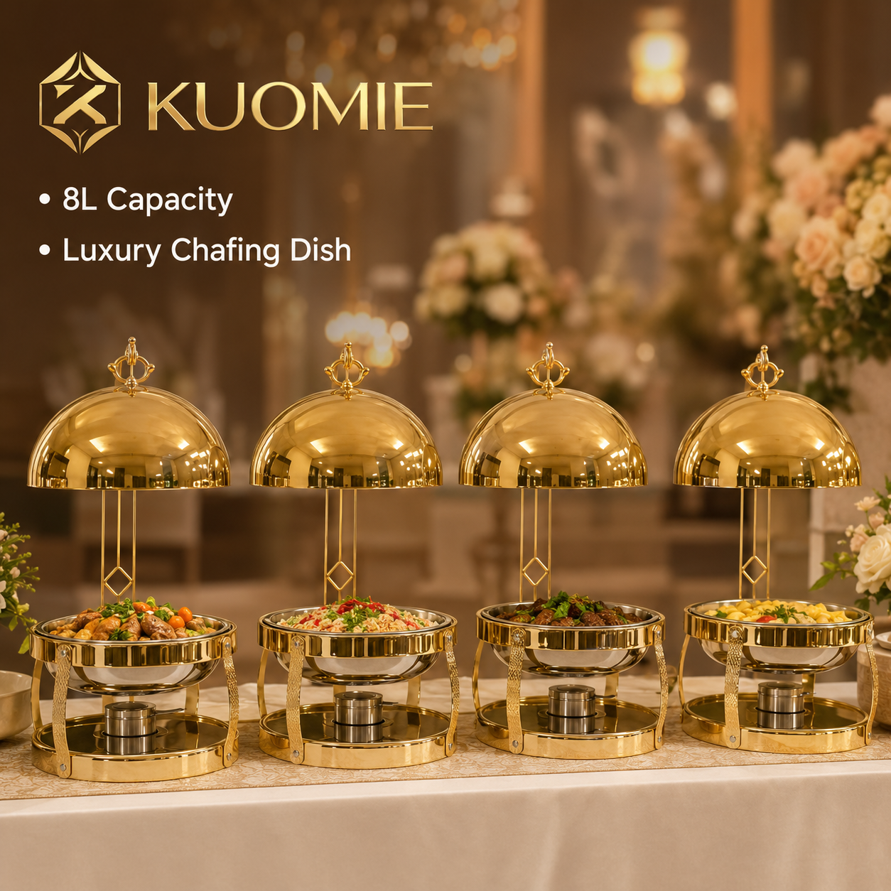 KUOMIE Chafing Dish | Luxury Buffet Food Warmer for Weddings & Catering