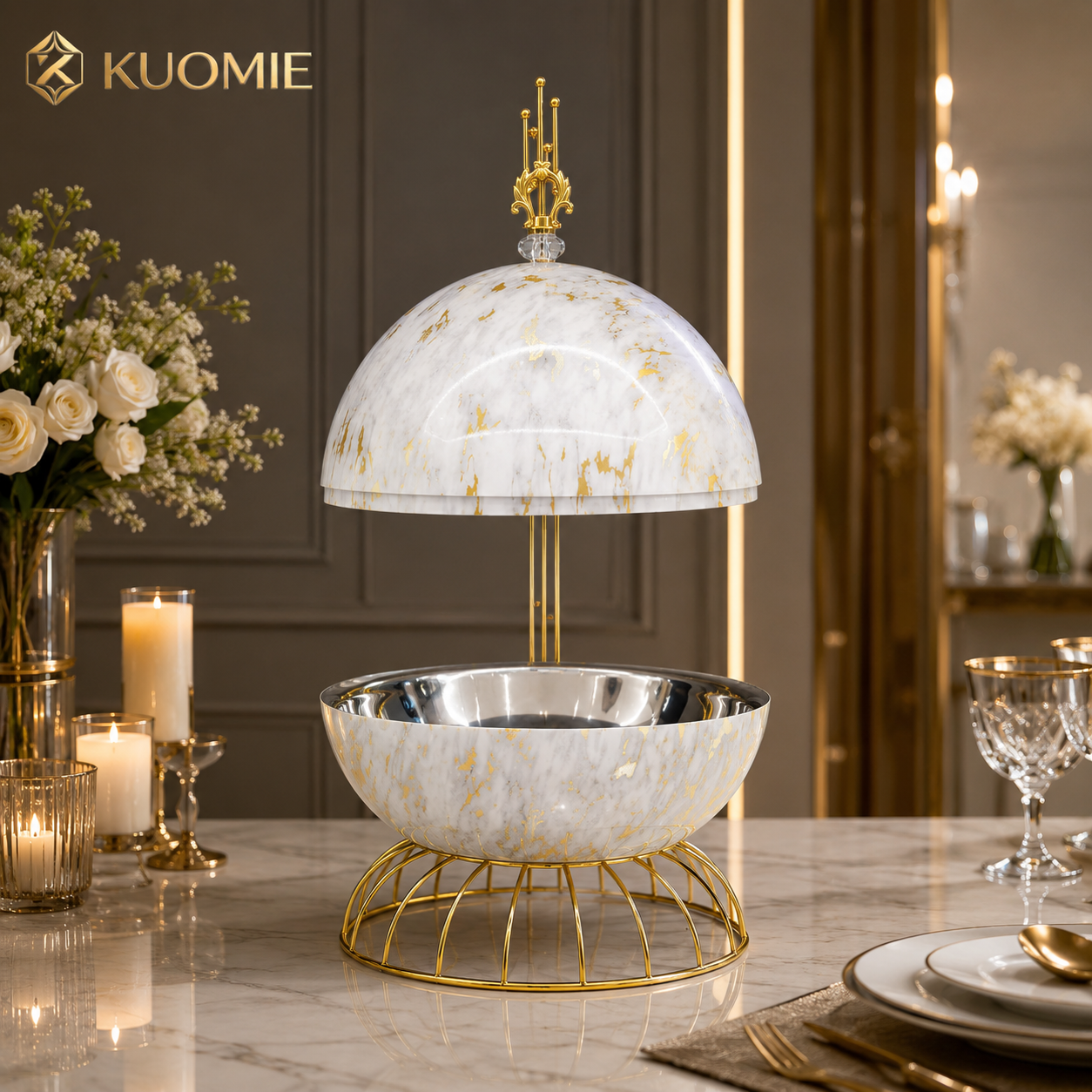 8L Luxury Chafing Dish with Hanging Dome Lid | KUOMIE
