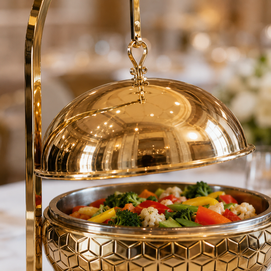 Luxury 8L Stainless Steel Chafing Dish with Hanging Lid for Hotel Buffet, Restaurant Catering & Wedding Banquets Perfect For Luxury Hotel Buffets Wedding Banquets
