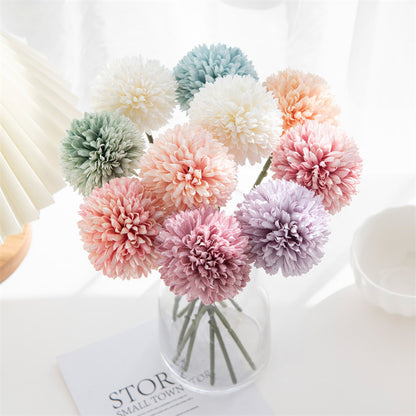6/12pcs Artificial Chrysanthemum Ball Flowers Dandelion Hydrangea Arrangement Bouquet Present For Friends Bridal Wedding Bouquet Decor For Home Office Coffee House Party Wedding Decoration - kuomie