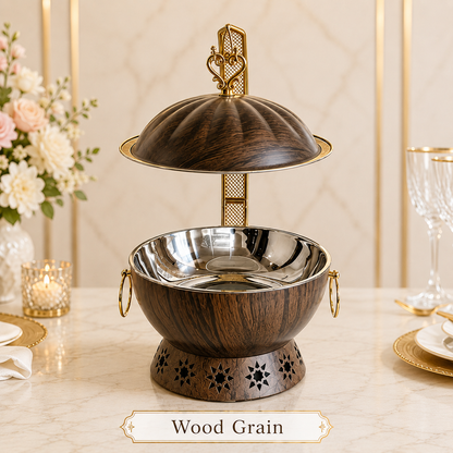 Luxury Marble Chafing Dish with Gold Accents for Weddings, Hotels & Banquets
