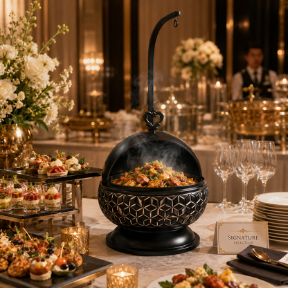 Luxury 8L Stainless Steel Chafing Dish with Hanging Lid for Hotel Buffet, Restaurant Catering & Wedding Banquets Perfect For Luxury Hotel Buffets Wedding Banquets