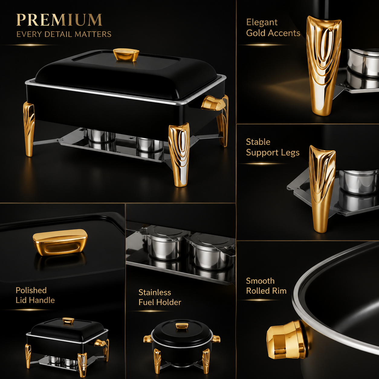 Stainless Steel Chafing Dish Buffet Food Warmer | 6L & 9L for Weddings, Catering & Parties