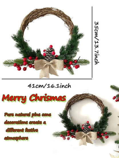 1pc Christmas Wreath ,christmas decor for Front Door christmas wreaths for front door,christmas decoration - kuomie