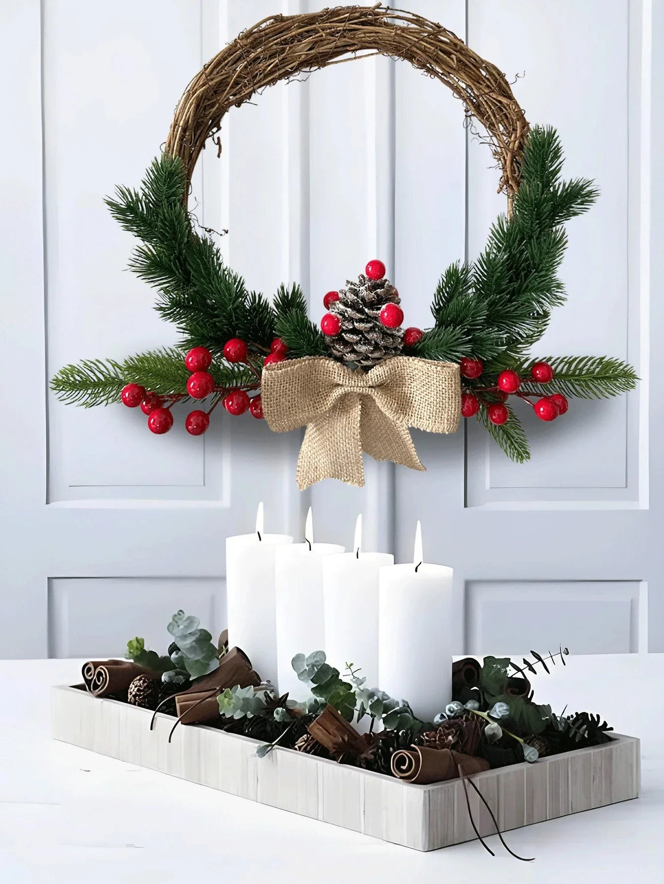 1pc Christmas Wreath ,christmas decor for Front Door christmas wreaths for front door,christmas decoration - kuomie