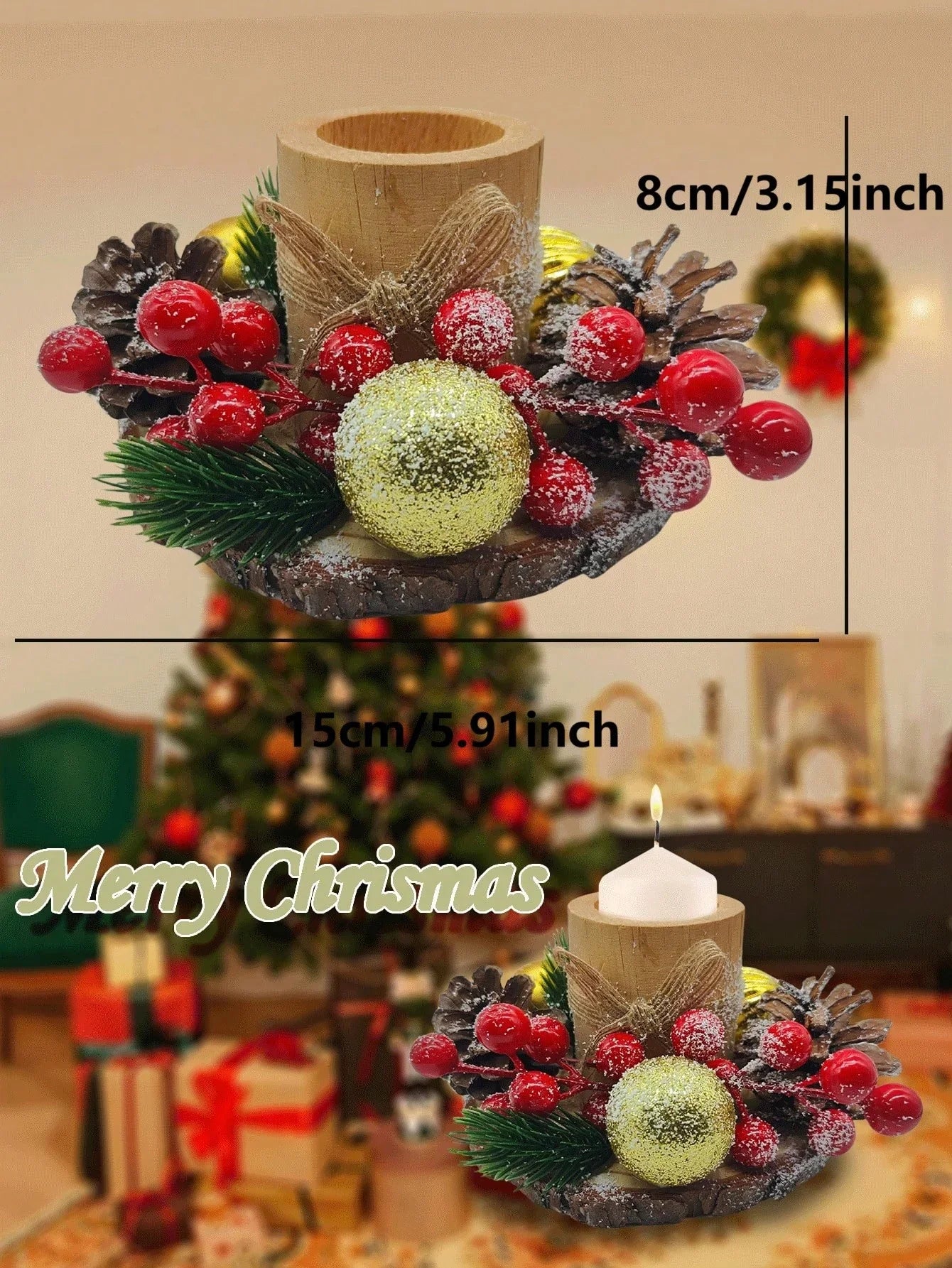 1PCSChristmas Candle Holder,Christmas Party Table Decorations Christmas Decorations Indoor,christmas decorations home,autumn decor - kuomie