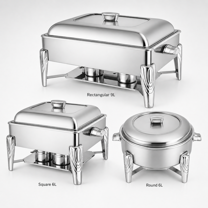 Stainless Steel Chafing Dish Buffet Food Warmer | 6L & 9L for Weddings, Catering & Parties