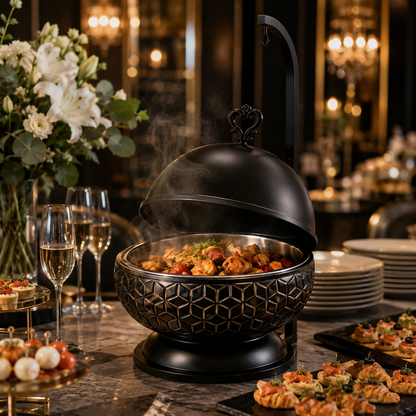 Luxury 8L Stainless Steel Chafing Dish with Hanging Lid for Hotel Buffet, Restaurant Catering & Wedding Banquets Perfect For Luxury Hotel Buffets Wedding Banquets