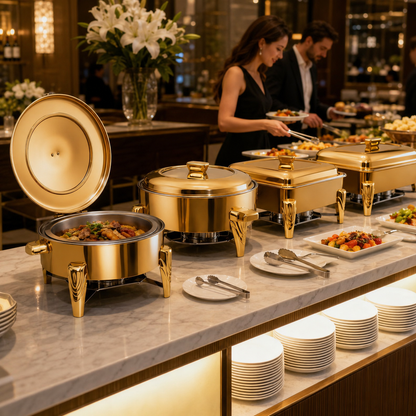 Stainless Steel Chafing Dish Buffet Food Warmer | 6L & 9L for Weddings, Catering & Parties