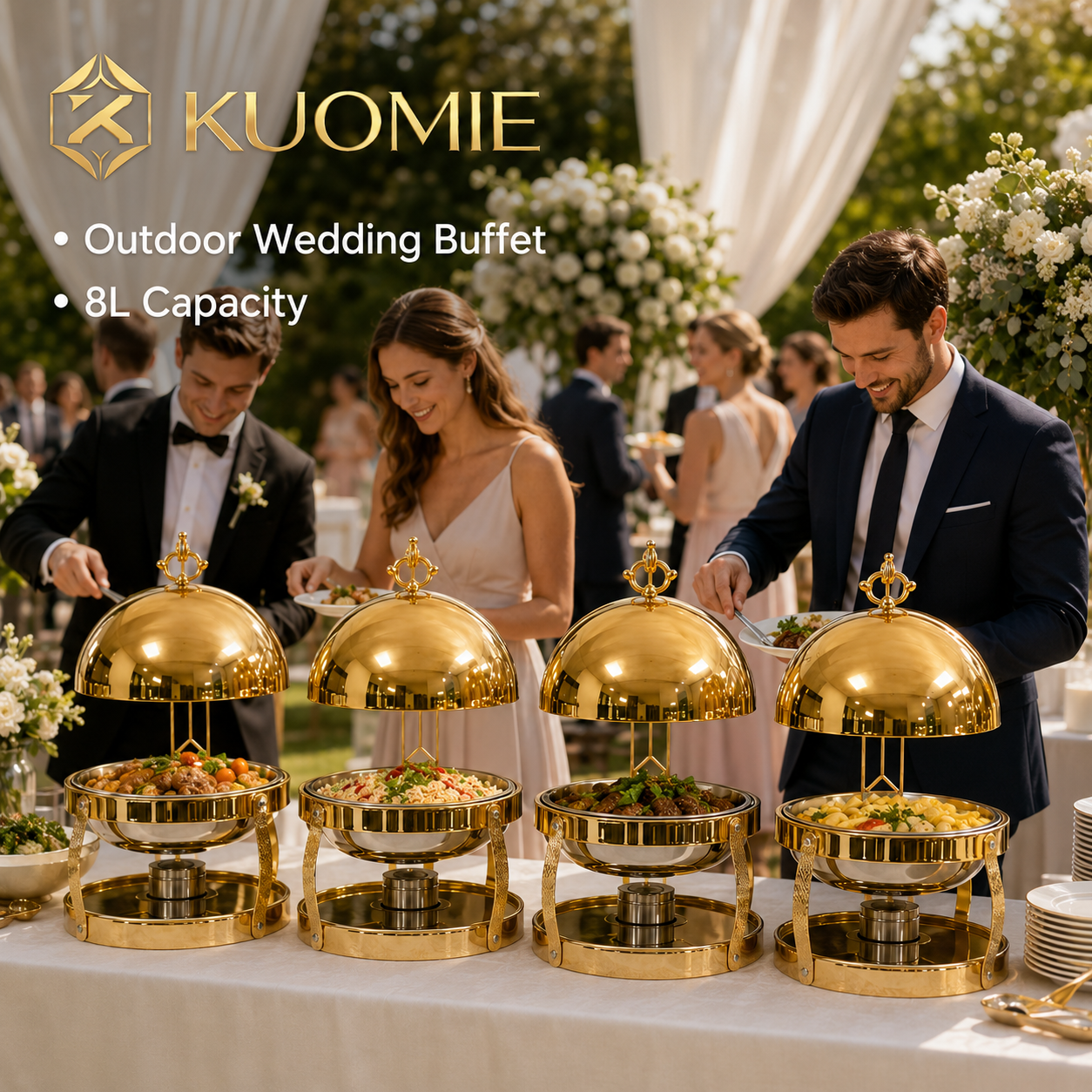 KUOMIE Chafing Dish | Luxury Buffet Food Warmer for Weddings & Catering