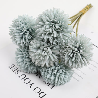 6/12pcs Artificial Chrysanthemum Ball Flowers Dandelion Hydrangea Arrangement Bouquet Present For Friends Bridal Wedding Bouquet Decor For Home Office Coffee House Party Wedding Decoration - kuomie