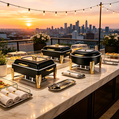 Premium Roll Top Chafing Dish Set – Commercial Buffet Food Warmer for Hotels, Catering & Wedding Banquets