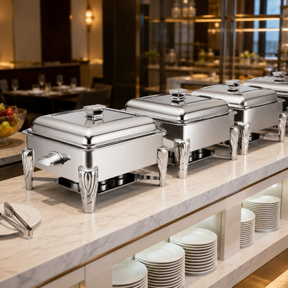 Stainless Steel Chafing Dish Buffet Food Warmer | 6L & 9L for Weddings, Catering & Parties