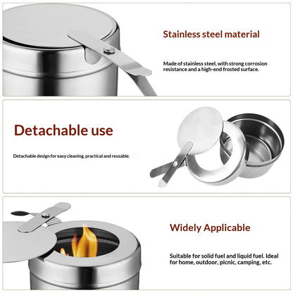 KUOMIE Stainless Steel Chafing Dish Fuel Burner | Refillable Alcohol & Gel Fuel Canister for Buffet Food Warming