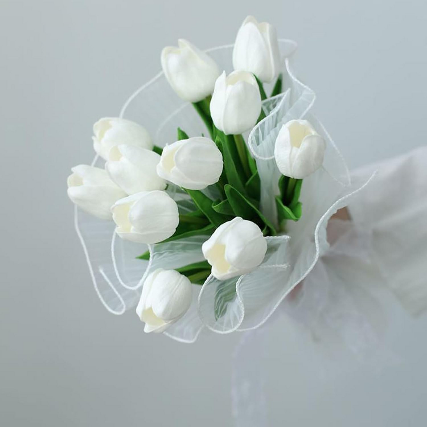 30pcs Real Touch Tulips PU Artificial Flowers, Fake Tulips Flowers for Arrangement Wedding Party Easter Spring Home Dining Room Office Decoration,White tulips artificial flowers Faux Flowers Fake tulips Flowers Mother's Day Gifts - kuomie