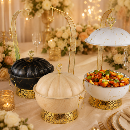 Luxury 8L Stainless Steel Chafing Dish with Hanging Lid for Hotel Buffet, Restaurant Catering & Wedding Banquets
