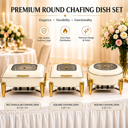Premium Roll Top Chafing Dish Set – Commercial Buffet Food Warmer for Hotels, Catering & Wedding Banquets