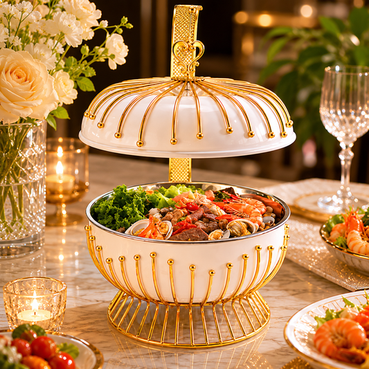 Luxury 8L Hanging Dome Chafing Dish | Premium Buffet Food Warmer for Hotel, Wedding & Catering