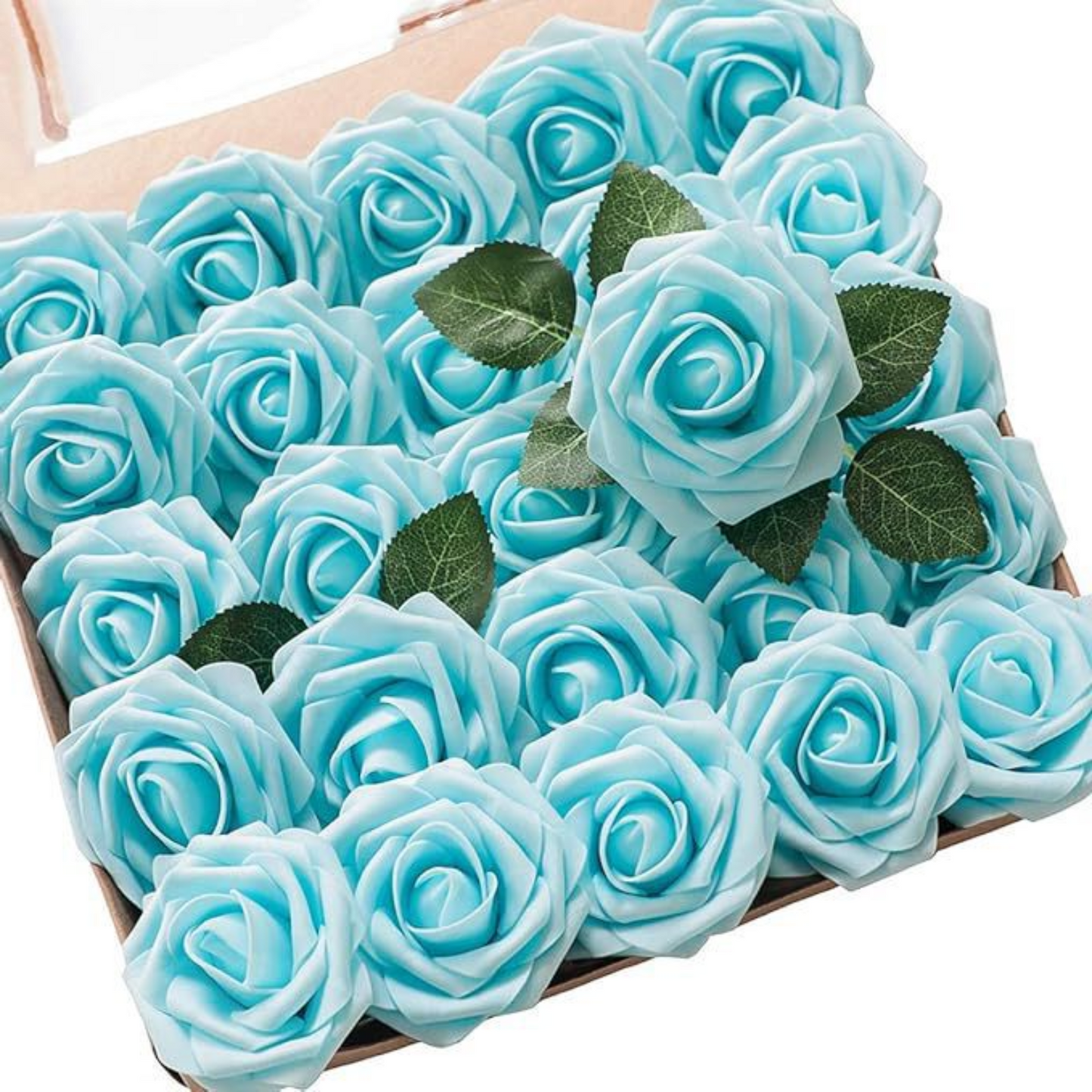 Artificial Flowers 25pcs Real Looking Ivory Foam Fake Roses with Stems for DIY Wedding Bouquets White Bridal Shower Centerpieces Arrangements Party Tables Decorations - kuomie