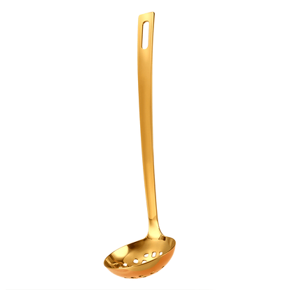 Luxury Stainless Steel Soup Ladle Set with Holder Stand – Gold & Silver Buffet Serving Ladles