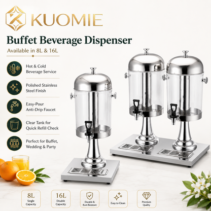 Luxury Stainless Steel Juice Dispenser for Buffet, Wedding Reception, Hotel Breakfast, and Event Beverage Service
