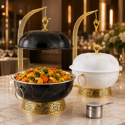 Luxury 8L Stainless Steel Chafing Dish with Hanging Lid for Hotel Buffet, Restaurant Catering & Wedding Banquets