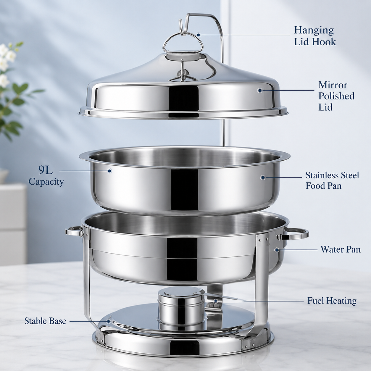 Luxury Gold Round Chafing Dish Buffet Food Warmer