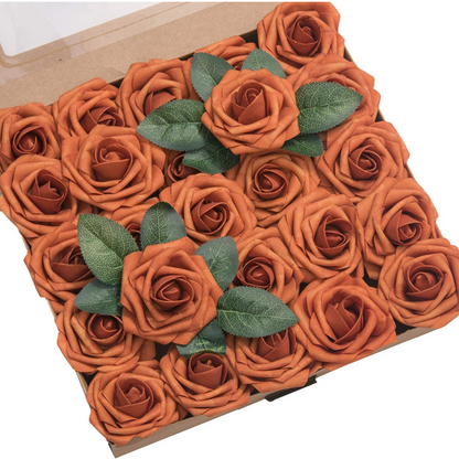 Artificial Flowers 25pcs Real Looking Ivory Foam Fake Roses with Stems for DIY Wedding Bouquets White Bridal Shower Centerpieces Arrangements Party Tables Decorations - kuomie