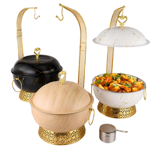 Luxury 8L Stainless Steel Chafing Dish with Hanging Lid for Hotel Buffet, Restaurant Catering & Wedding Banquets