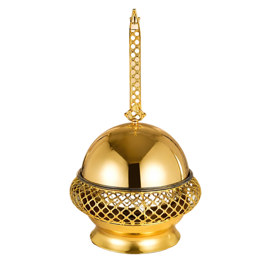 Luxury Chafiing dish,food warming Party and wedding table setting stainless steel 8L gold exquisite and elegant food warmer with hanging lid, reusable glass gold table stove 8L luxury hanging hotel outdoor insulated alcohol stove