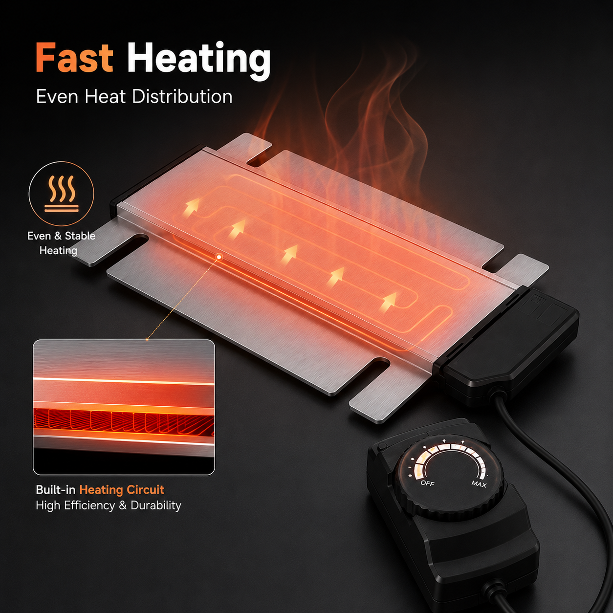 Electric Food Warmer Heating Plate with Adjustable Thermostat for Chafing Dish & Buffet Warmer