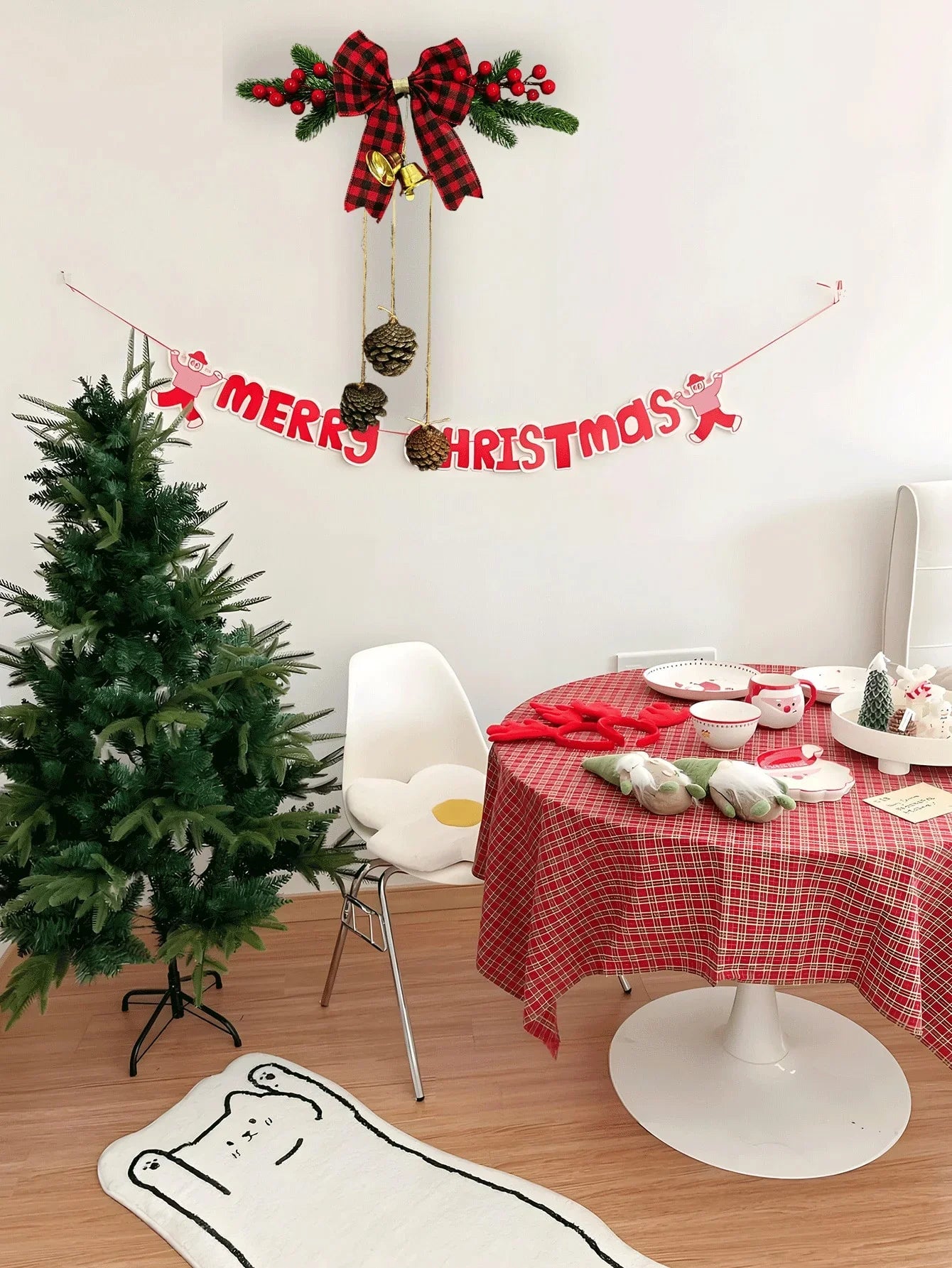 1pc christmas door decoration,Christmas decorations ,Hanging With Pines Red Berries And Pure natural pine cones - kuomie