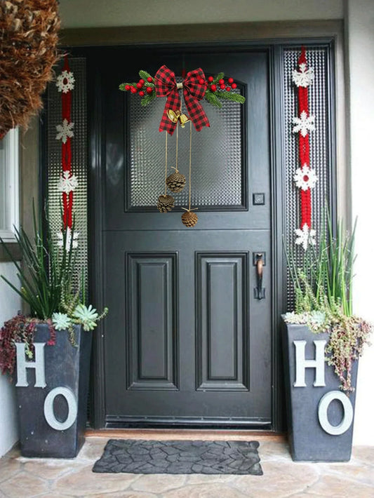 1pc christmas door decoration,Christmas decorations ,Hanging With Pines Red Berries And Pure natural pine cones - kuomie