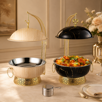 Luxury 8L Stainless Steel Chafing Dish with Hanging Lid for Hotel Buffet, Restaurant Catering & Wedding Banquets