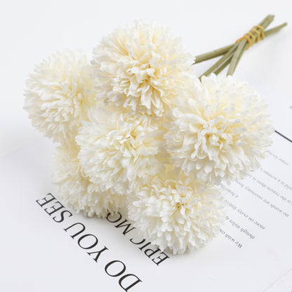 6/12pcs Artificial Chrysanthemum Ball Flowers Dandelion Hydrangea Arrangement Bouquet Present For Friends Bridal Wedding Bouquet Decor For Home Office Coffee House Party Wedding Decoration - kuomie