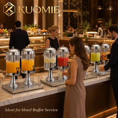 Luxury Stainless Steel Juice Dispenser for Buffet, Wedding Reception, Hotel Breakfast, and Event Beverage Service