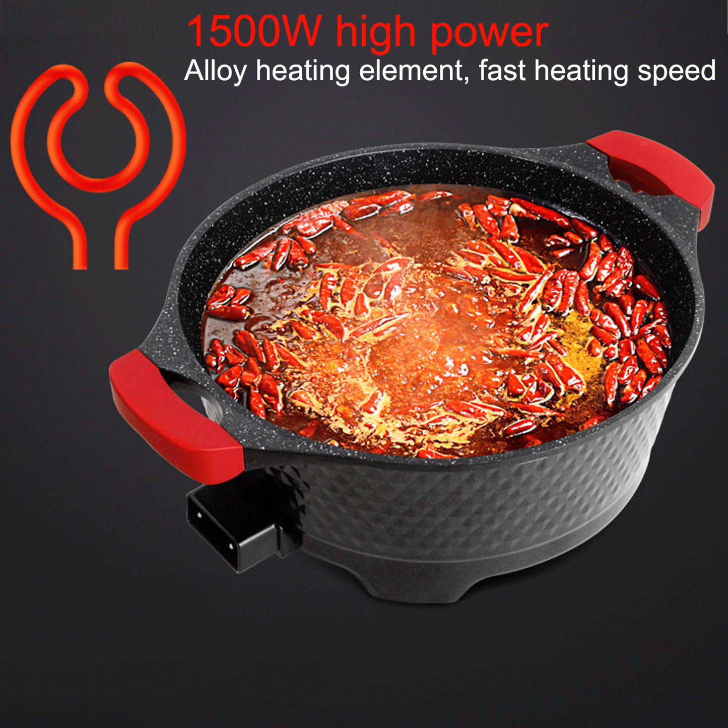 6L Electric Hot Pot - Shabu Shabu Pot,Maifan stone electric hot pot, barbecue and simmering all-in-one pot,1500W with 5-Temp Control, Non-Stick & BPA-Free, Perfect for Family Dinners & Parties